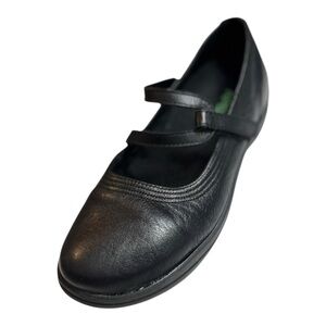Apex Petals Black Leather Mary Jane Flats Women’s Size 8.5 Casual Comfort Shoes